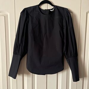 Veronica Beard Black Blouse with Puff Sleeves